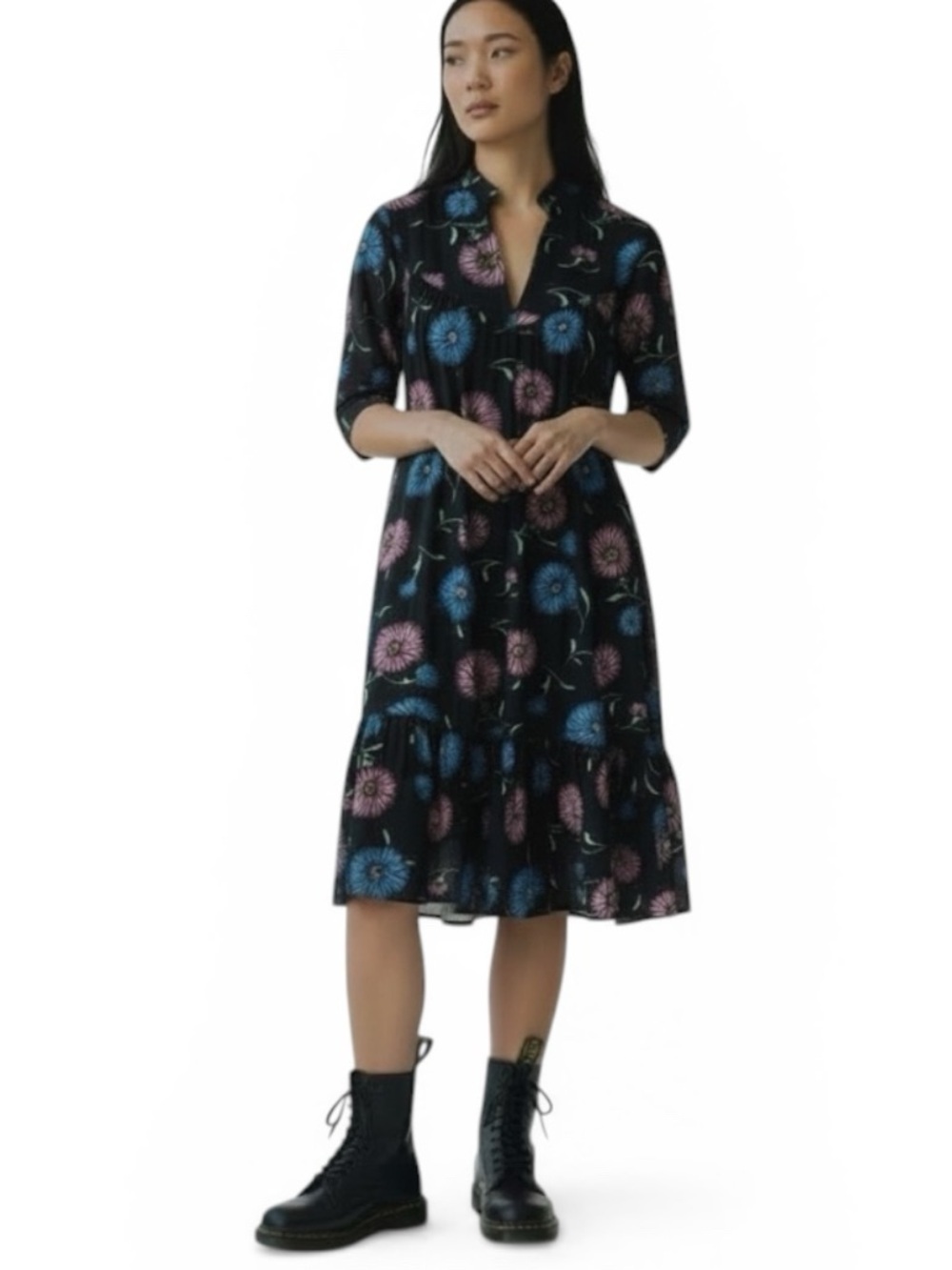 vintage black purple and blue daisy mumu - Picture 3 of 8